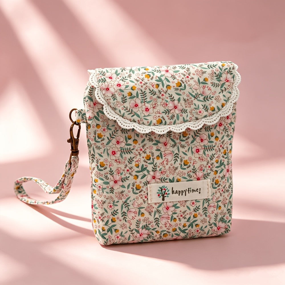 Floral Lace Trim Pouch