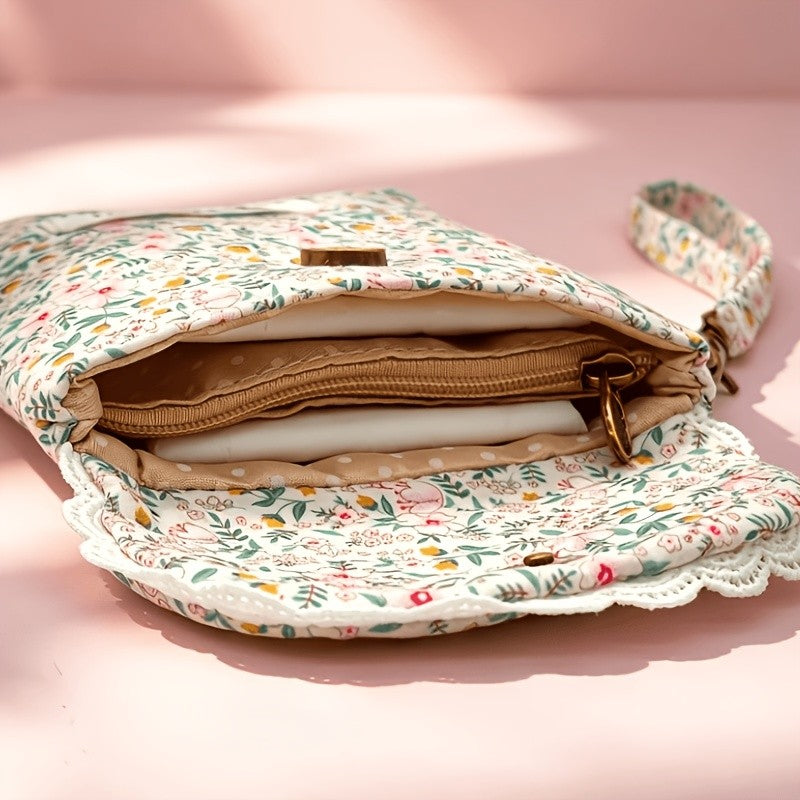 Floral Lace Trim Pouch