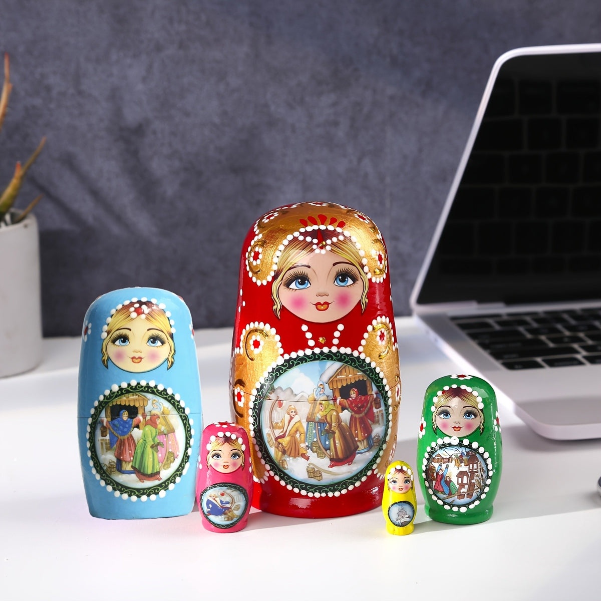 Painted Story Nesting Doll Set