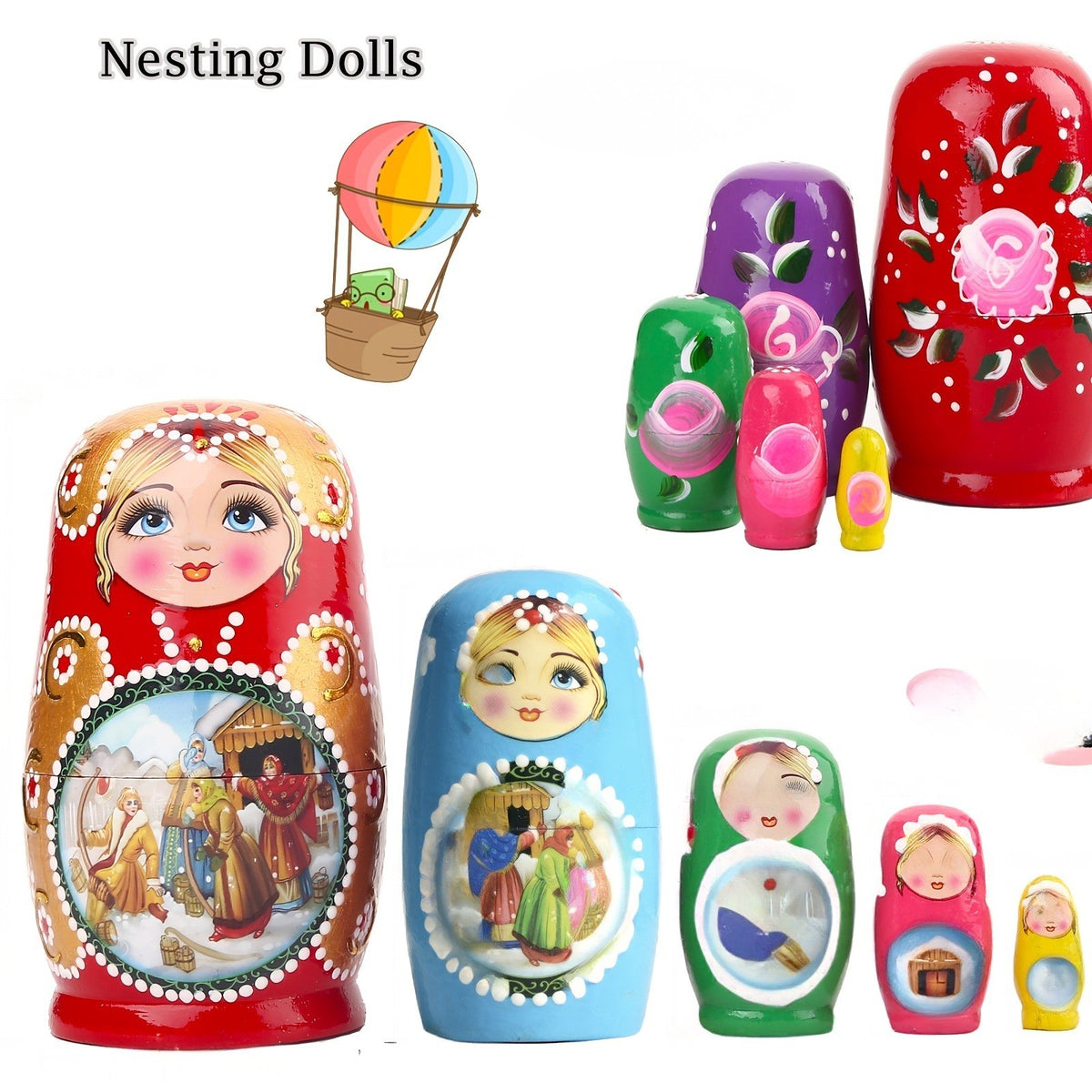 Painted Story Nesting Doll Set