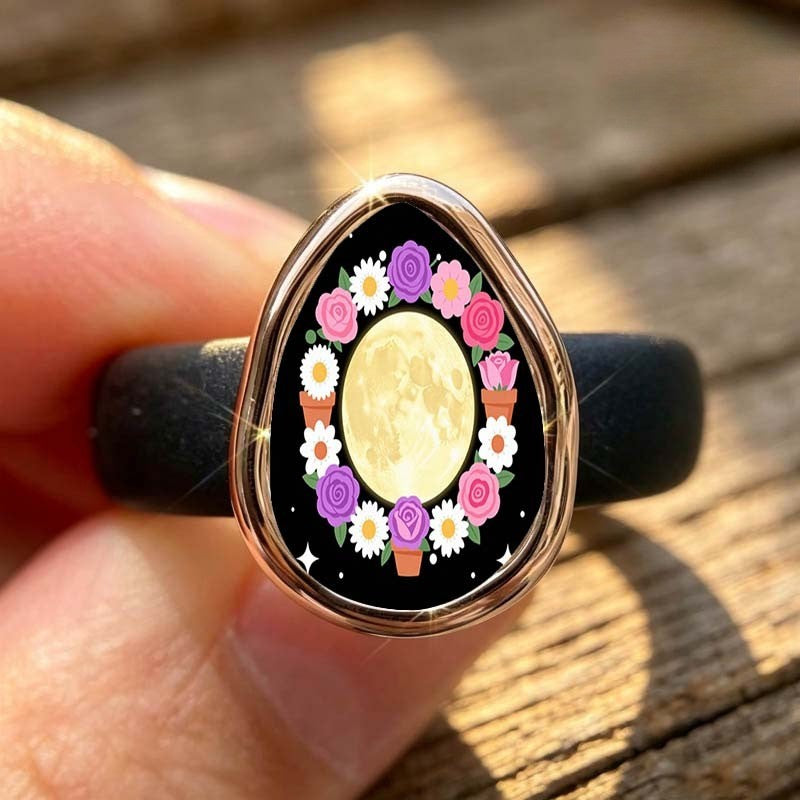 Moon & Potted Flower Ring
