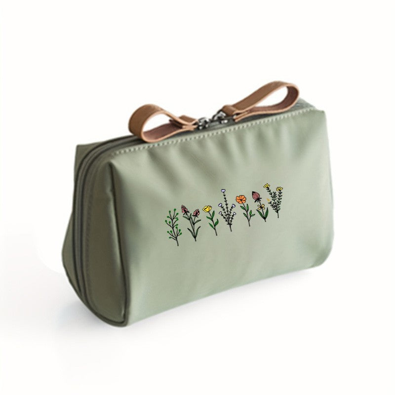 Sage Green Floral Cosmetic Bag