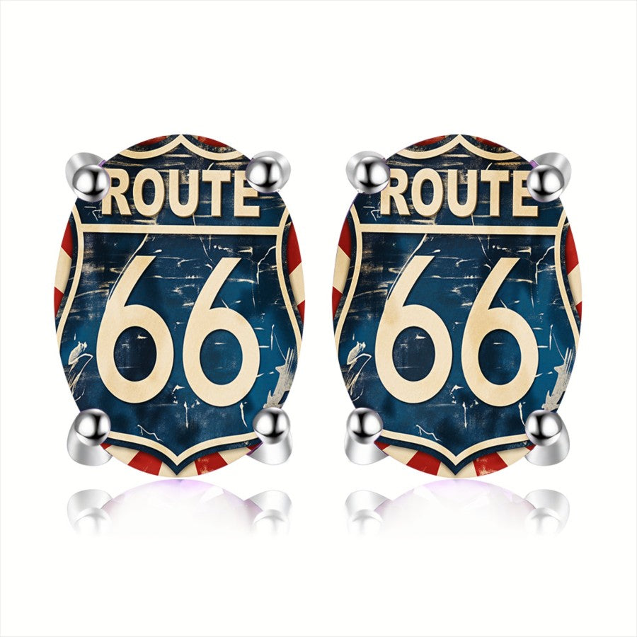 Route 66 Shield Earrings