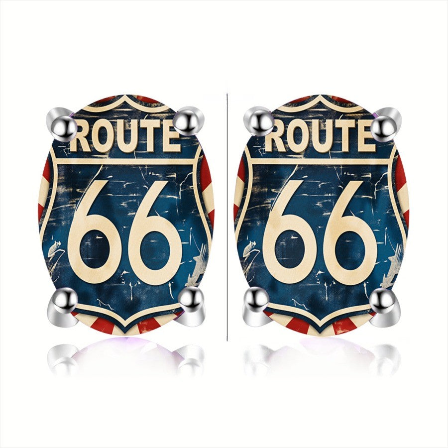 Route 66 Shield Earrings