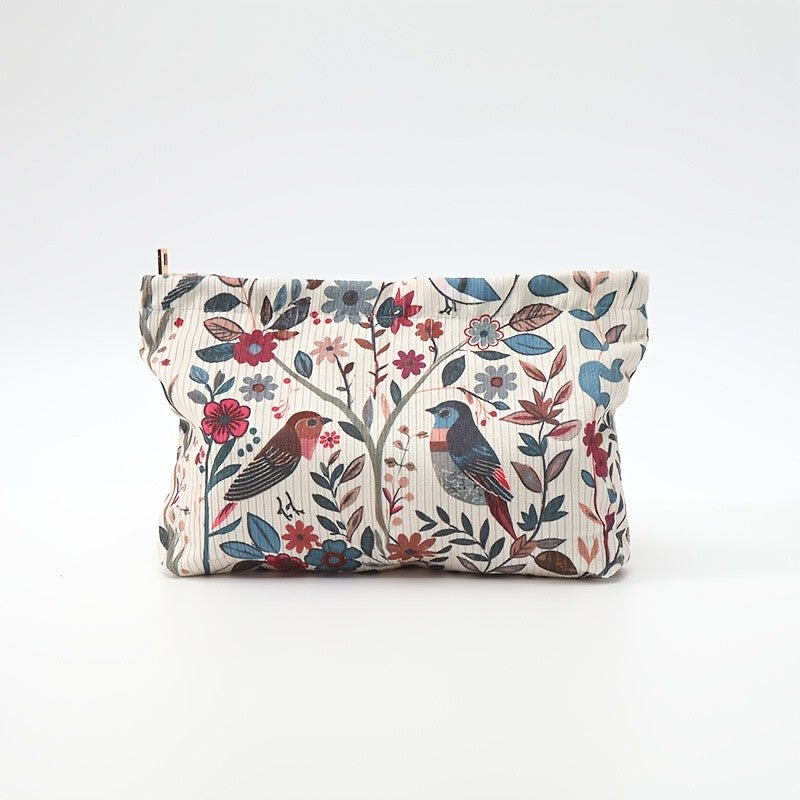 Floral Bird Print Pouch