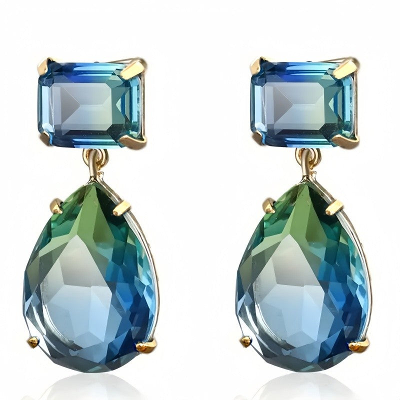 Blue Green Gradient Drop Earrings