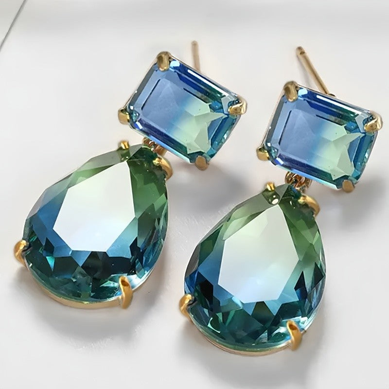 Blue Green Gradient Drop Earrings