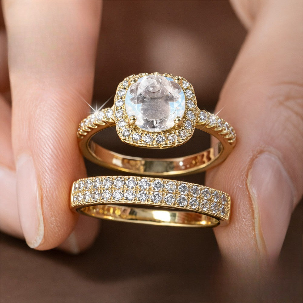 Crystal Square Ring Set