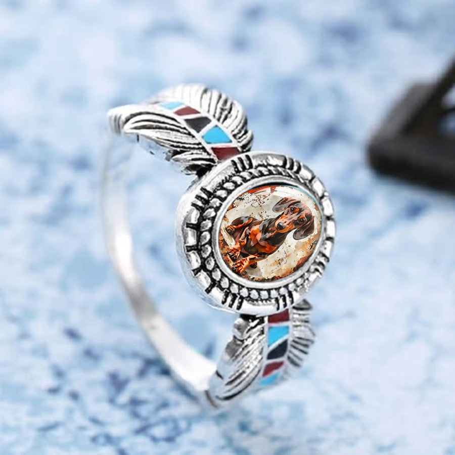 Dachshund Feather Ring