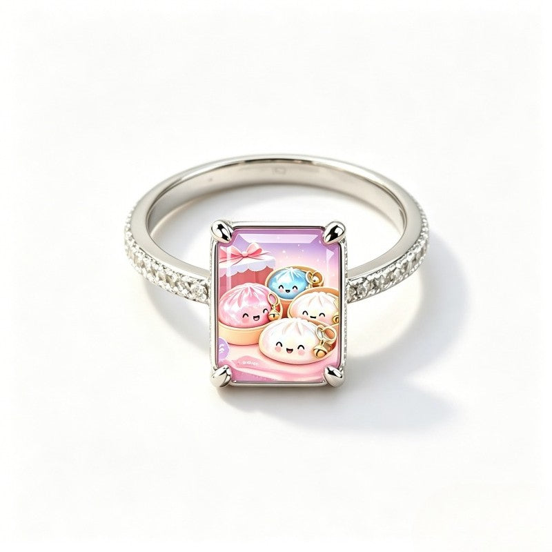 Pink Dumpling Square Ring