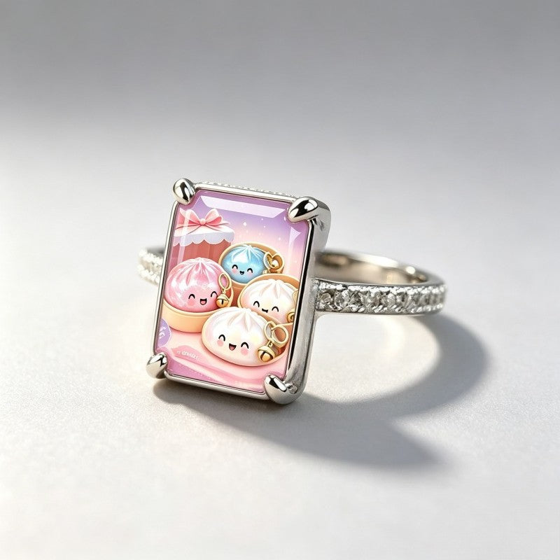 Pink Dumpling Square Ring