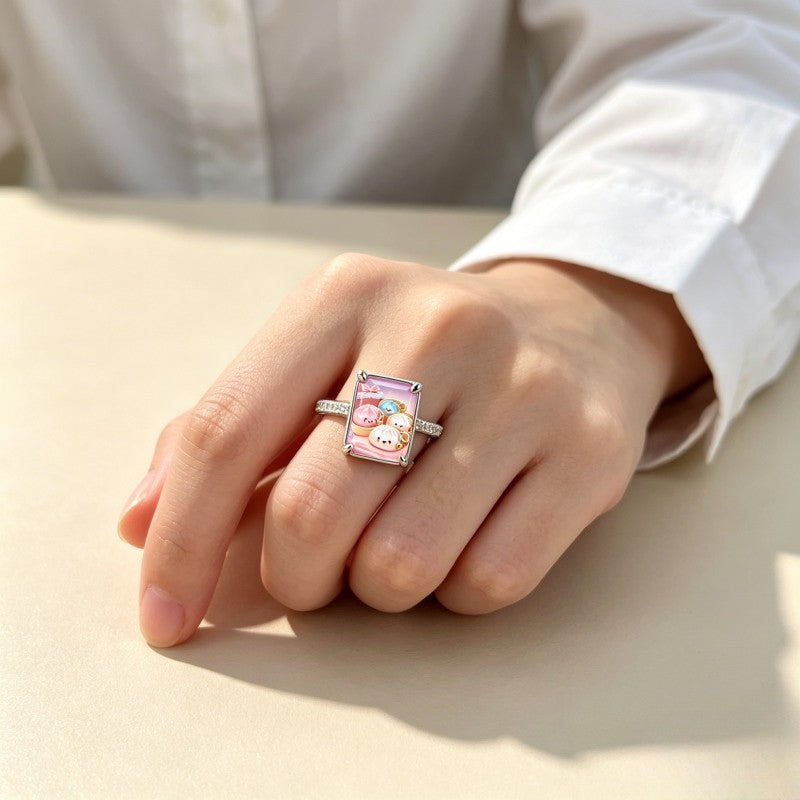 Pink Dumpling Square Ring