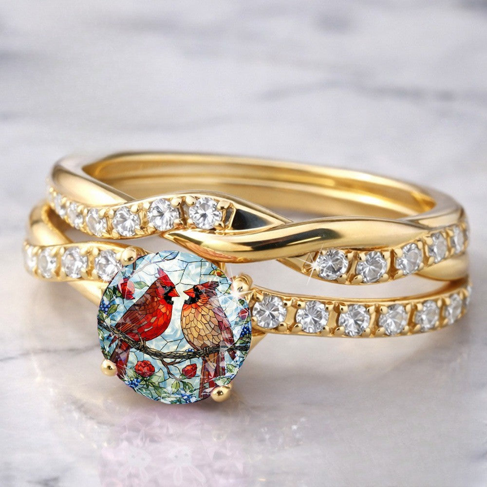 Stained Glass Cardinal Braided Ring