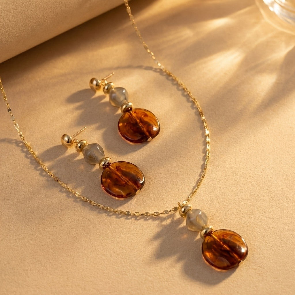 Amber Leopard Print Drop Jewelry Set