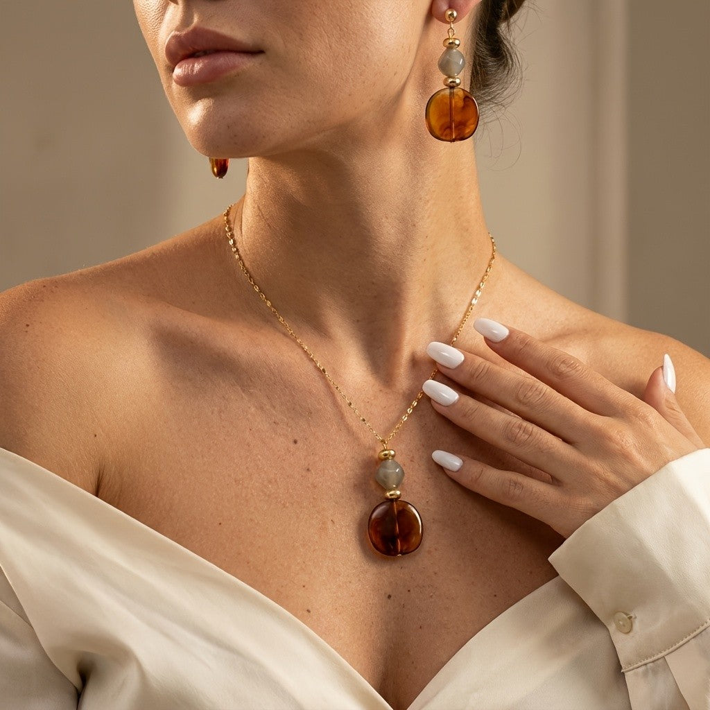 Amber Leopard Print Drop Jewelry Set