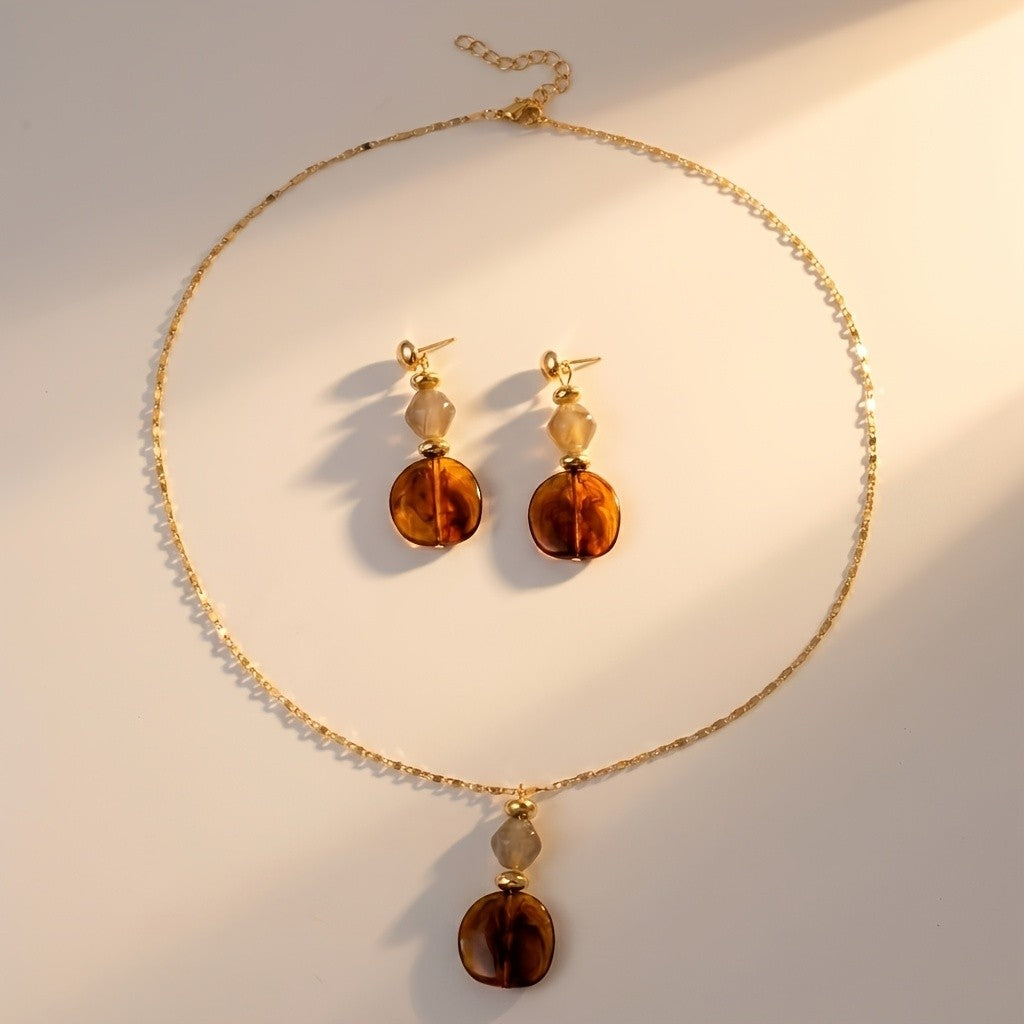Amber Leopard Print Drop Jewelry Set