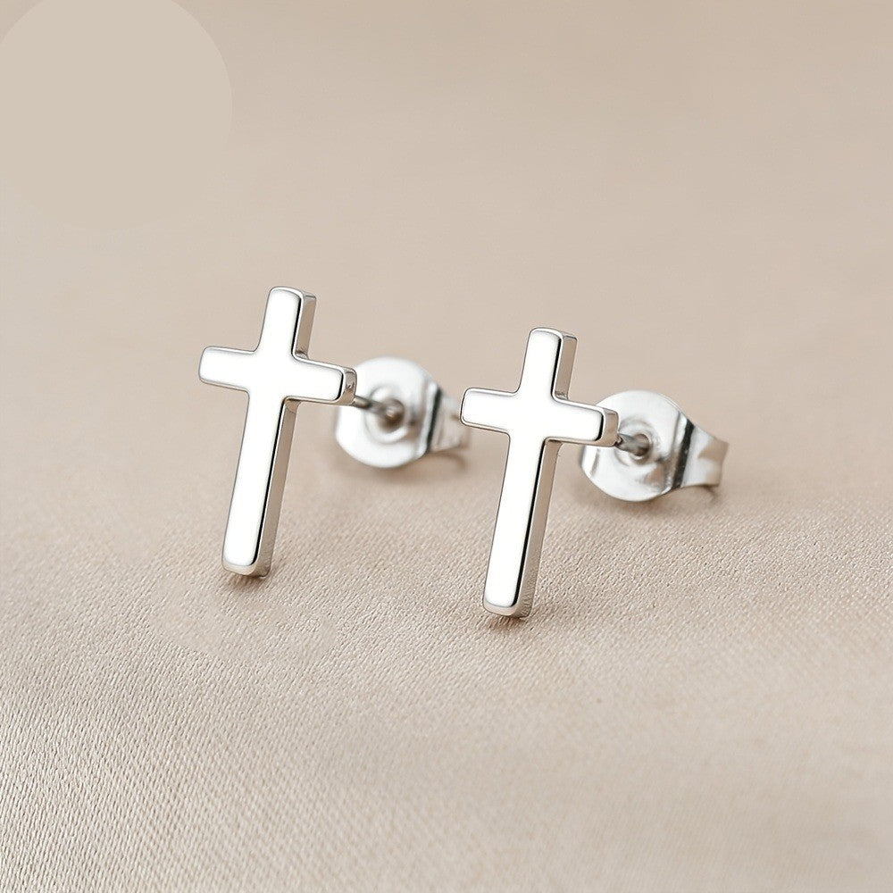 Polished Cross Stud Earrings