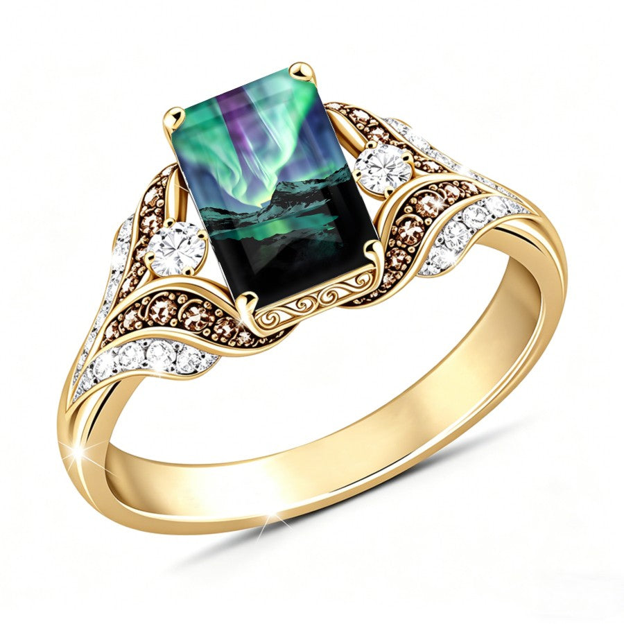 Aurora Mountain Scroll Ring