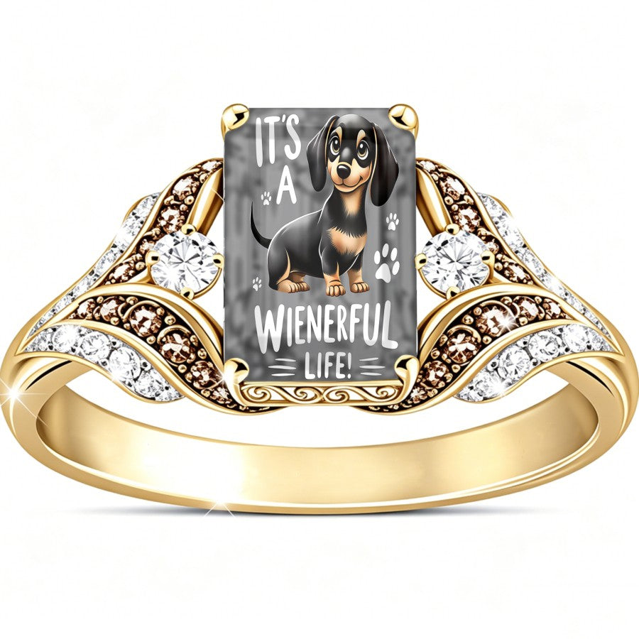 Dachshund Paw Print Square Ring