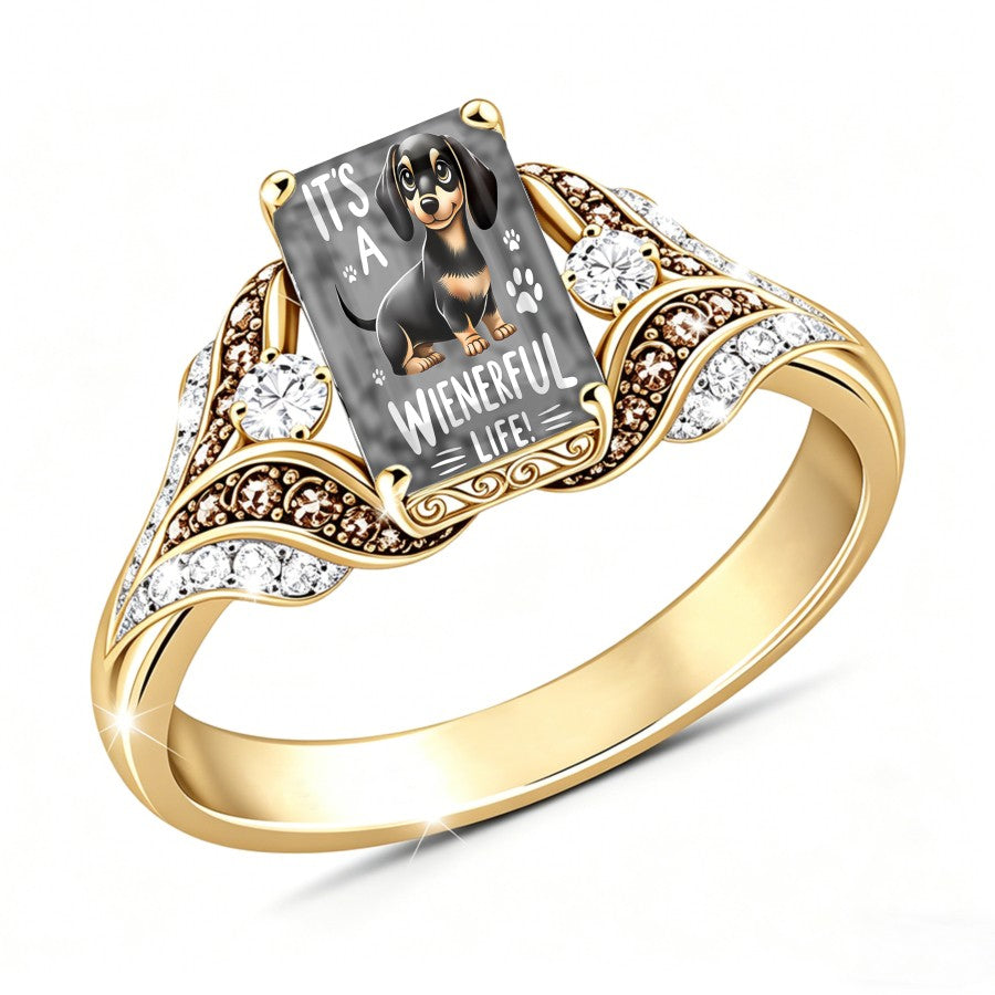 Dachshund Paw Print Square Ring