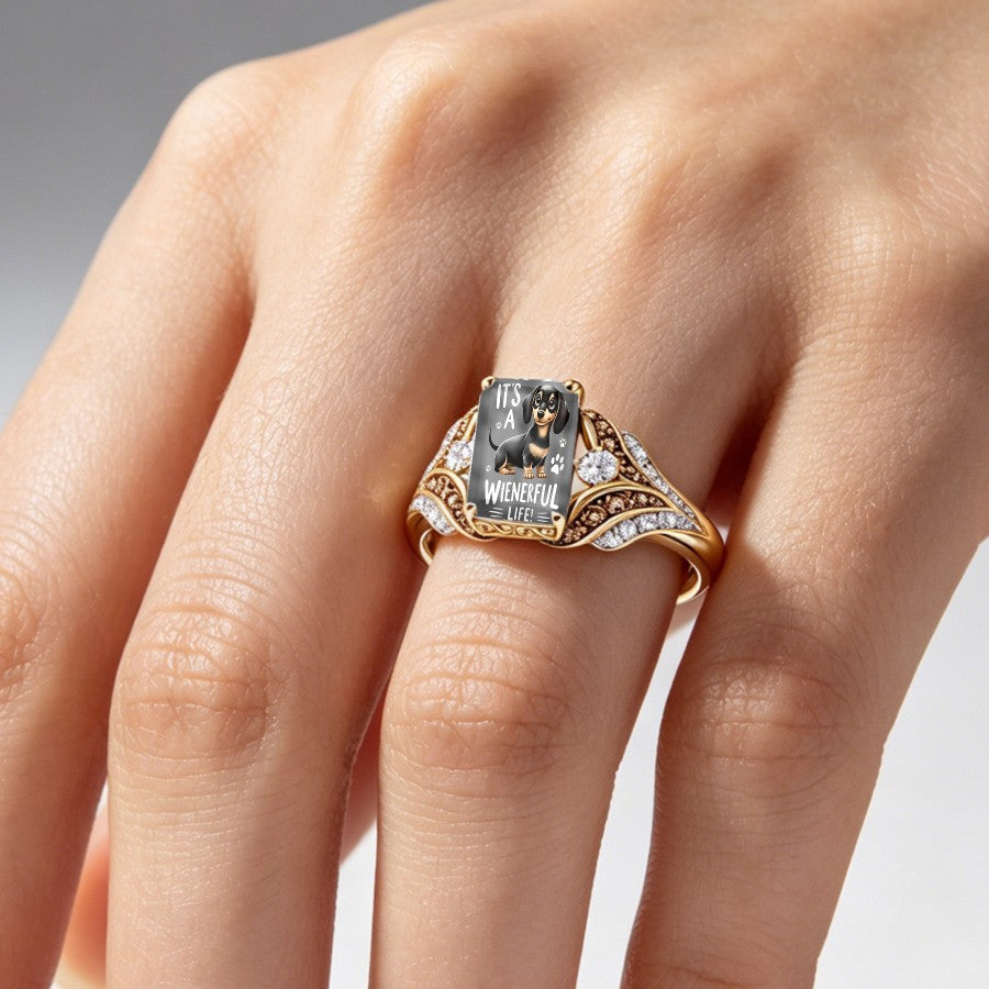 Dachshund Paw Print Square Ring