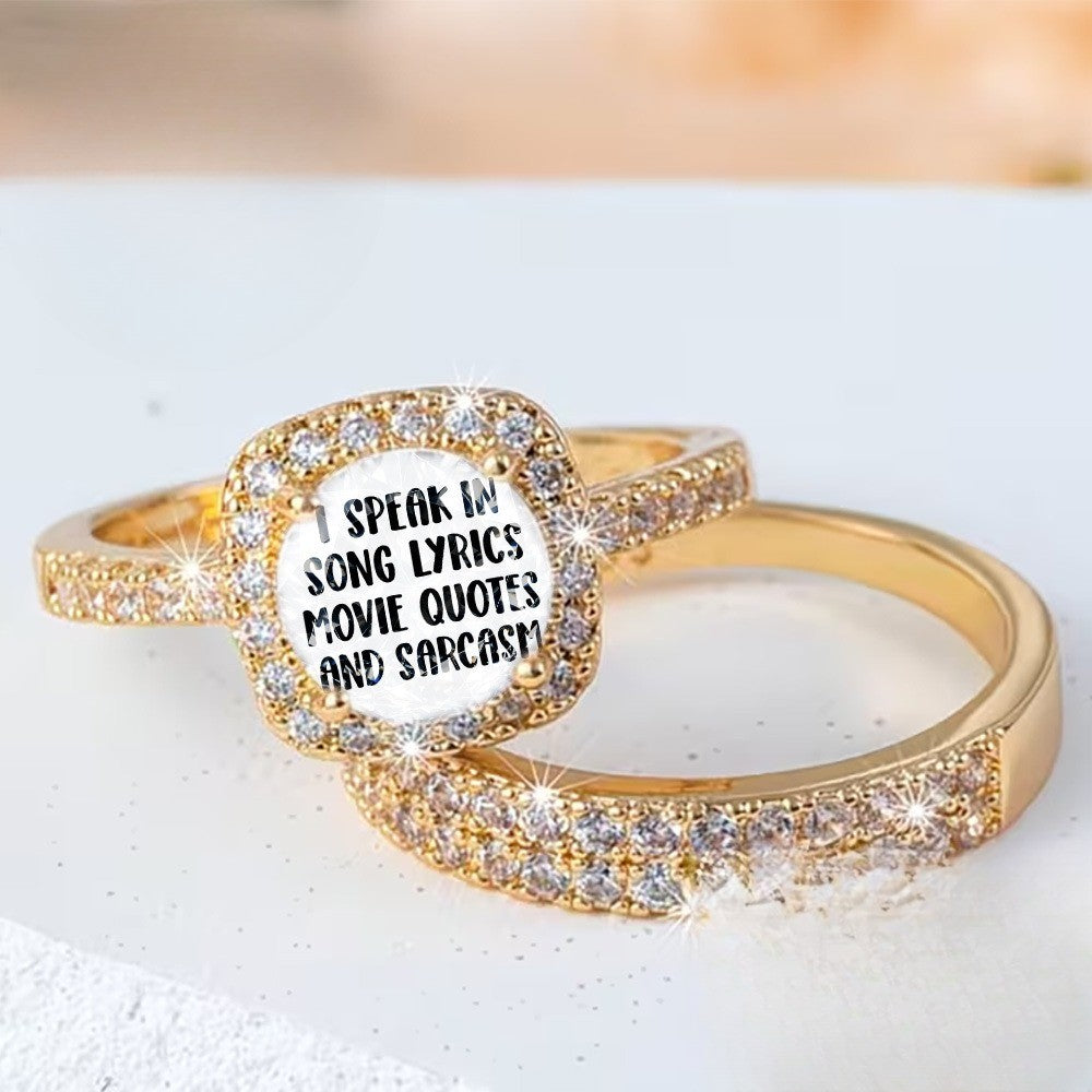 Lyrics & Quotes Square Ring Set
