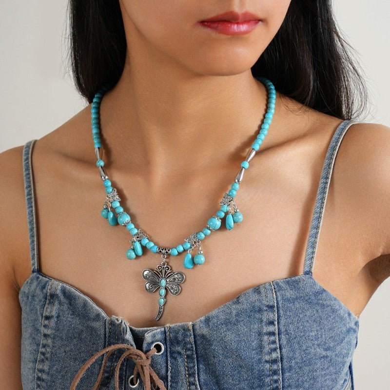 Turquoise Dragonfly Charm Necklace