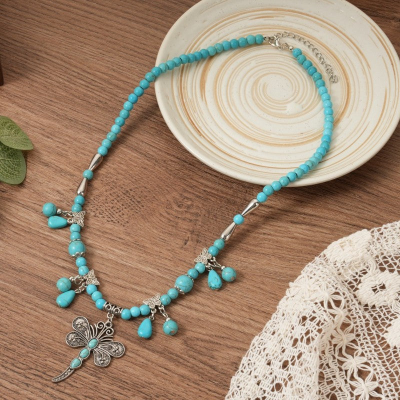Turquoise Dragonfly Charm Necklace