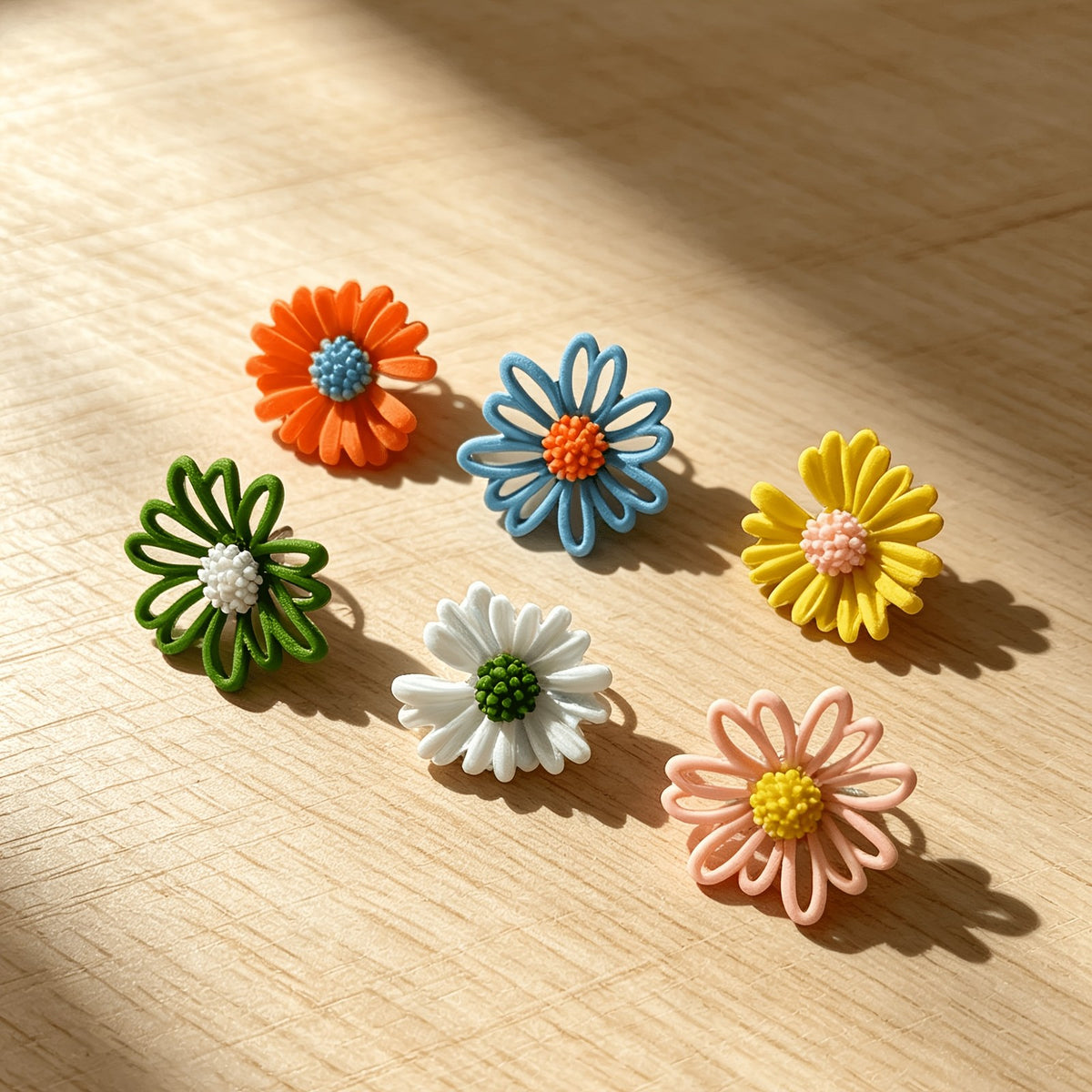 Colorful Daisy Stud Earring Set