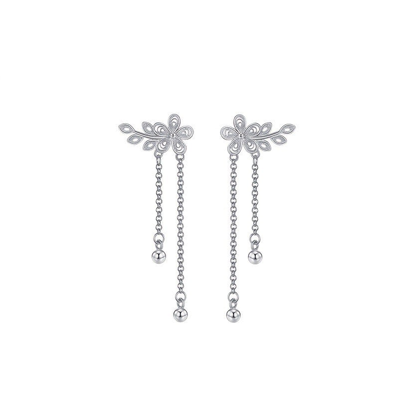 Filigree Flower Tassel Earrings