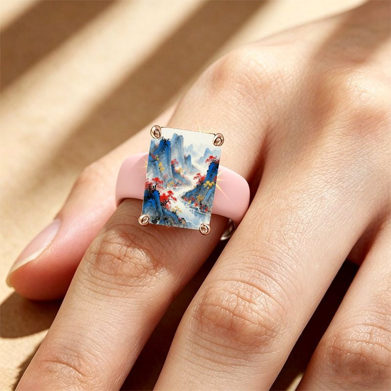 Autumn Mountain Square Ring