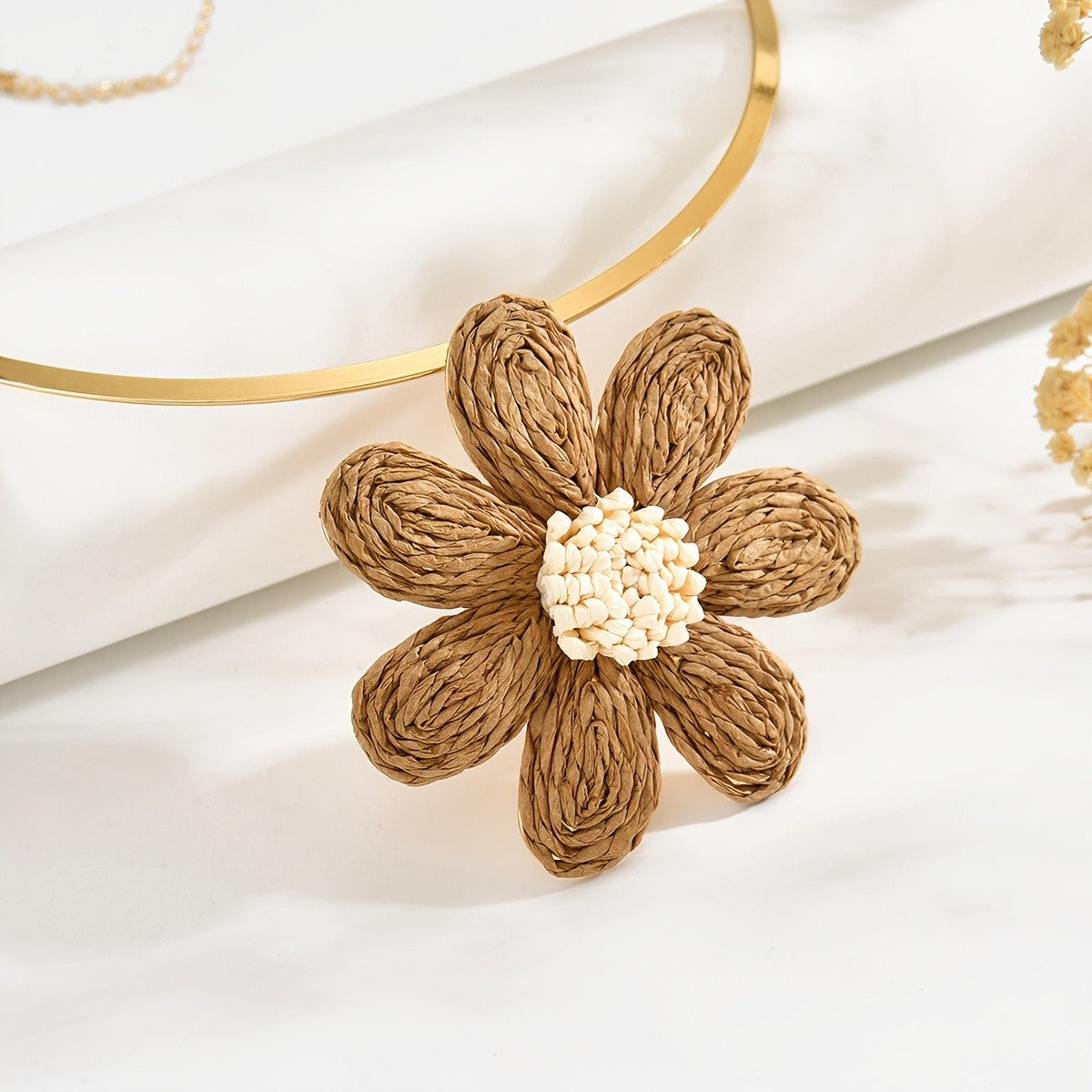 Woven Flower Collar Necklace