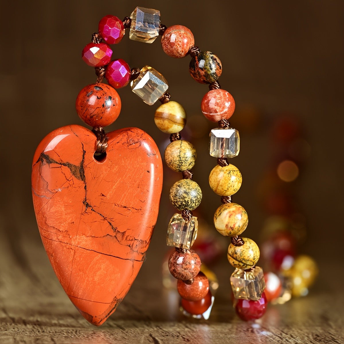 Red Heart Beaded Necklace