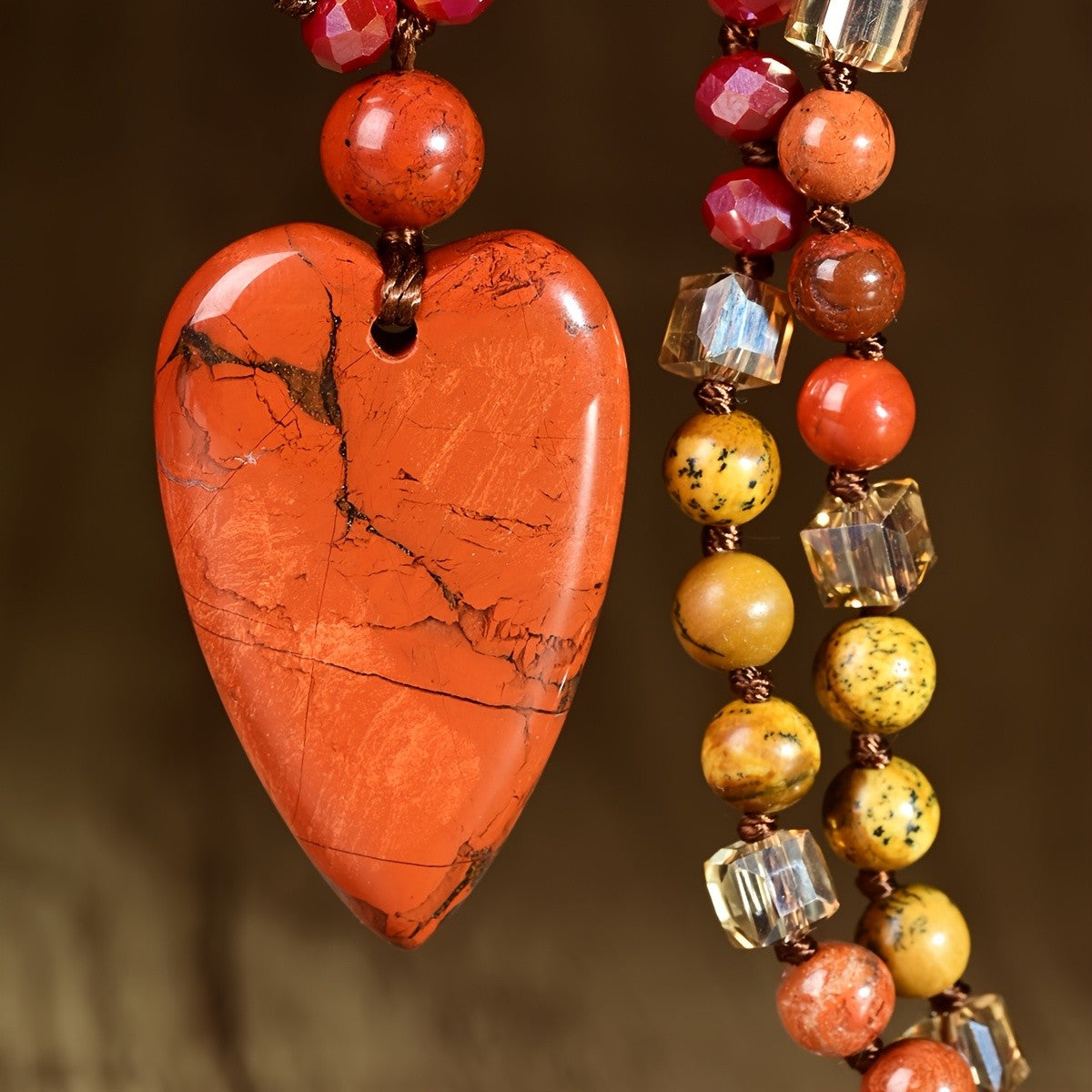 Red Heart Beaded Necklace
