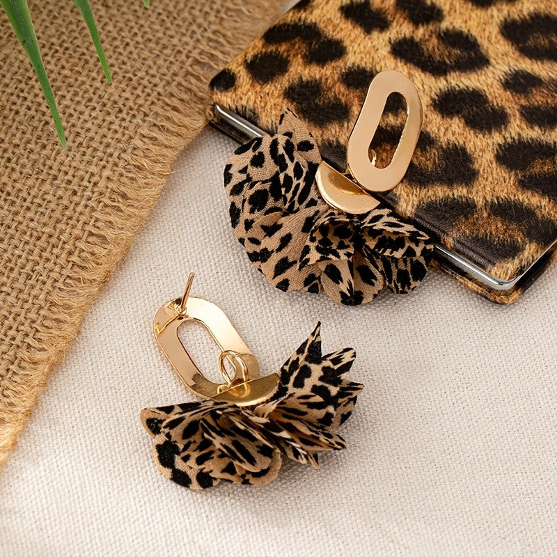 Leopard Print Bow Earrings