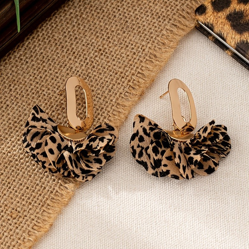 Leopard Print Bow Earrings