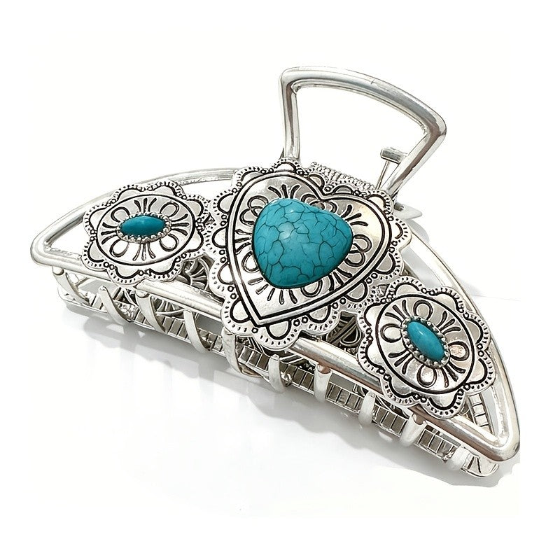 Turquoise Heart Hair Clip