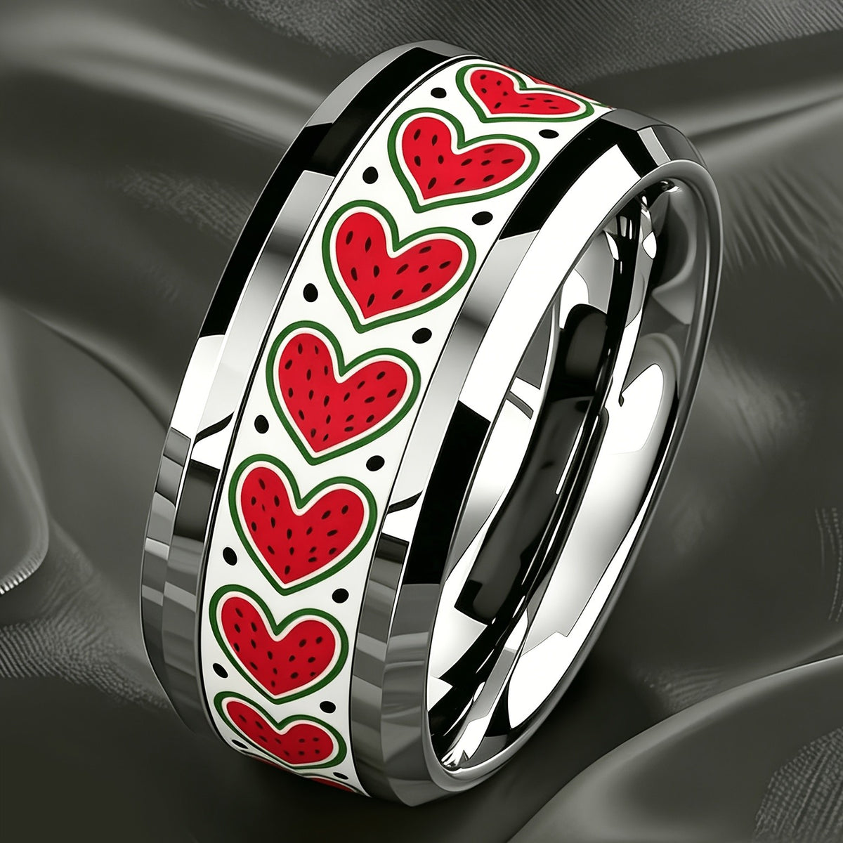 Watermelon Heart Pattern Ring