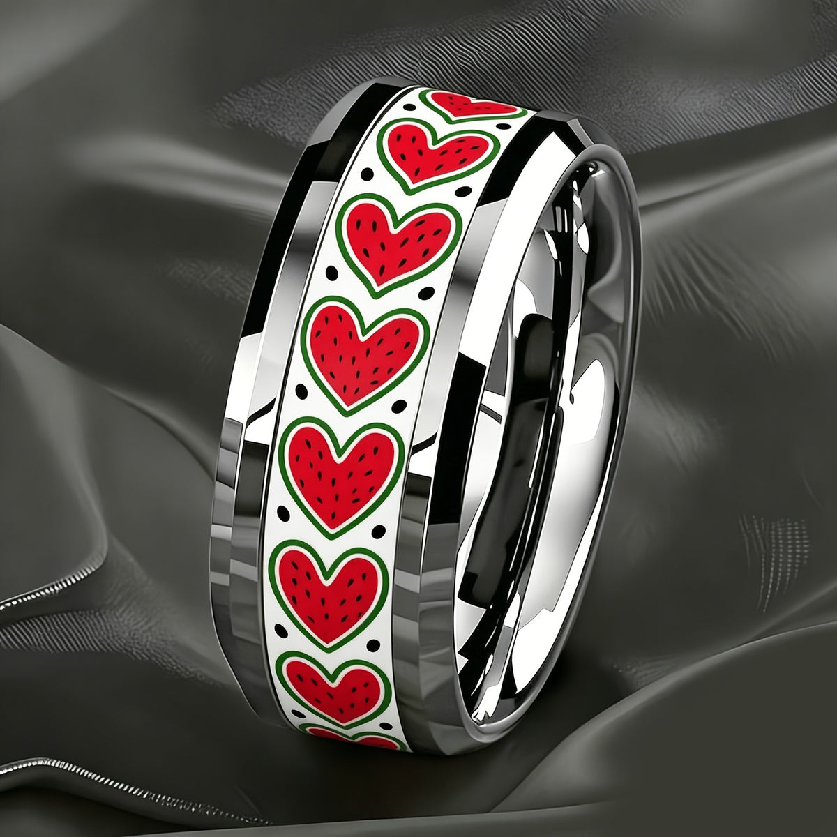 Watermelon Heart Pattern Ring
