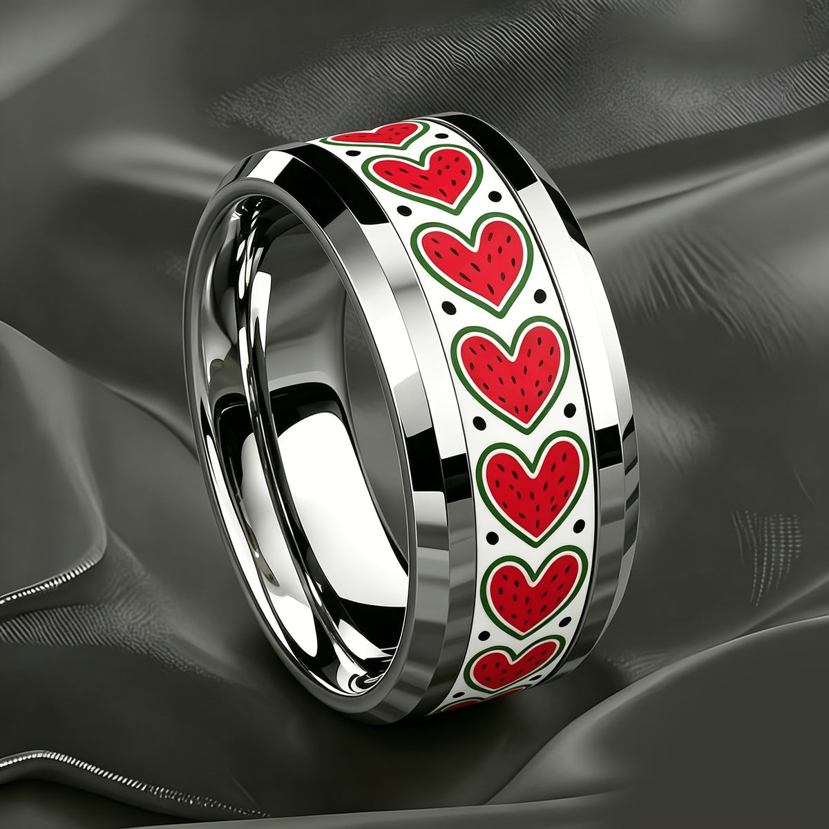 Watermelon Heart Pattern Ring