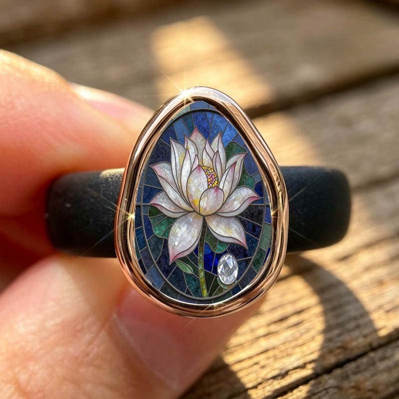Lotus Flower Glass Ring