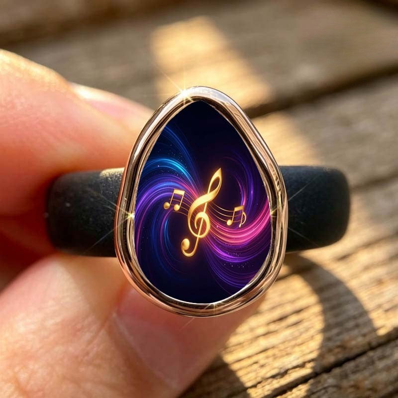 Swirling Notes Teardrop Ring