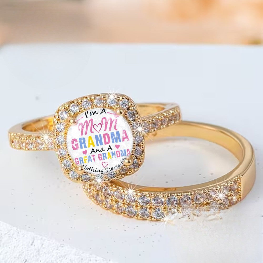 Square Crystal Sentiment Ring Set
