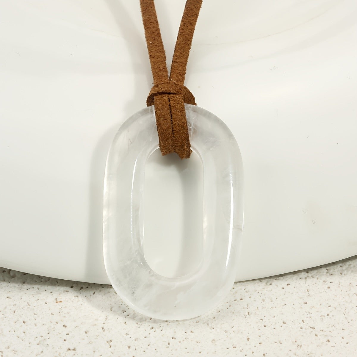 Natural Stone Oval Pendant Necklace
