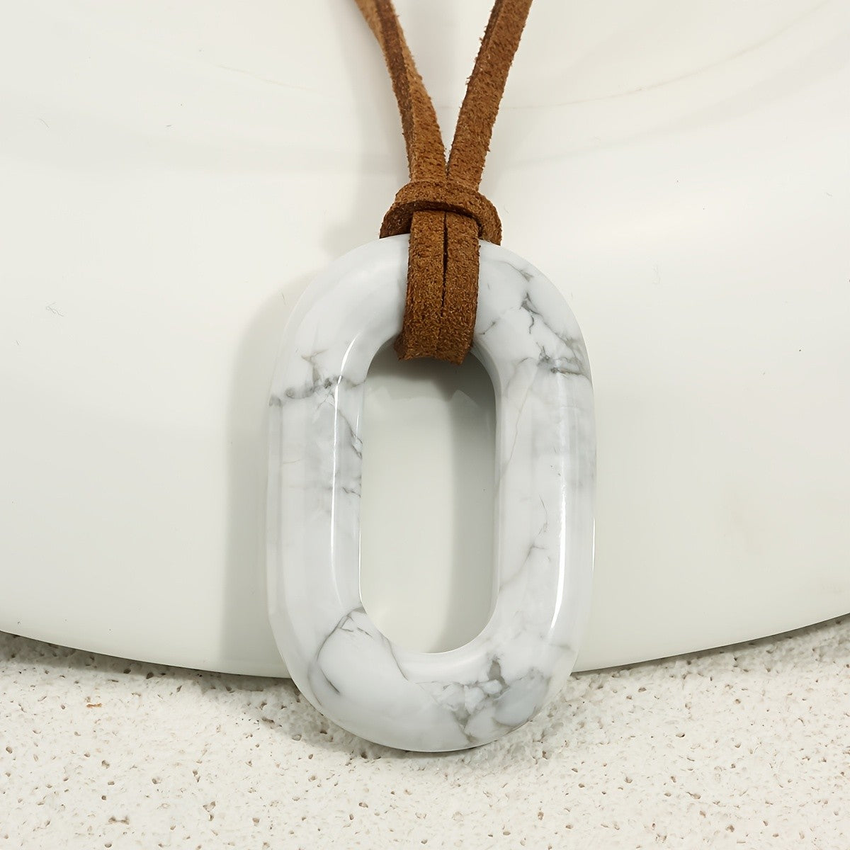 Natural Stone Oval Pendant Necklace