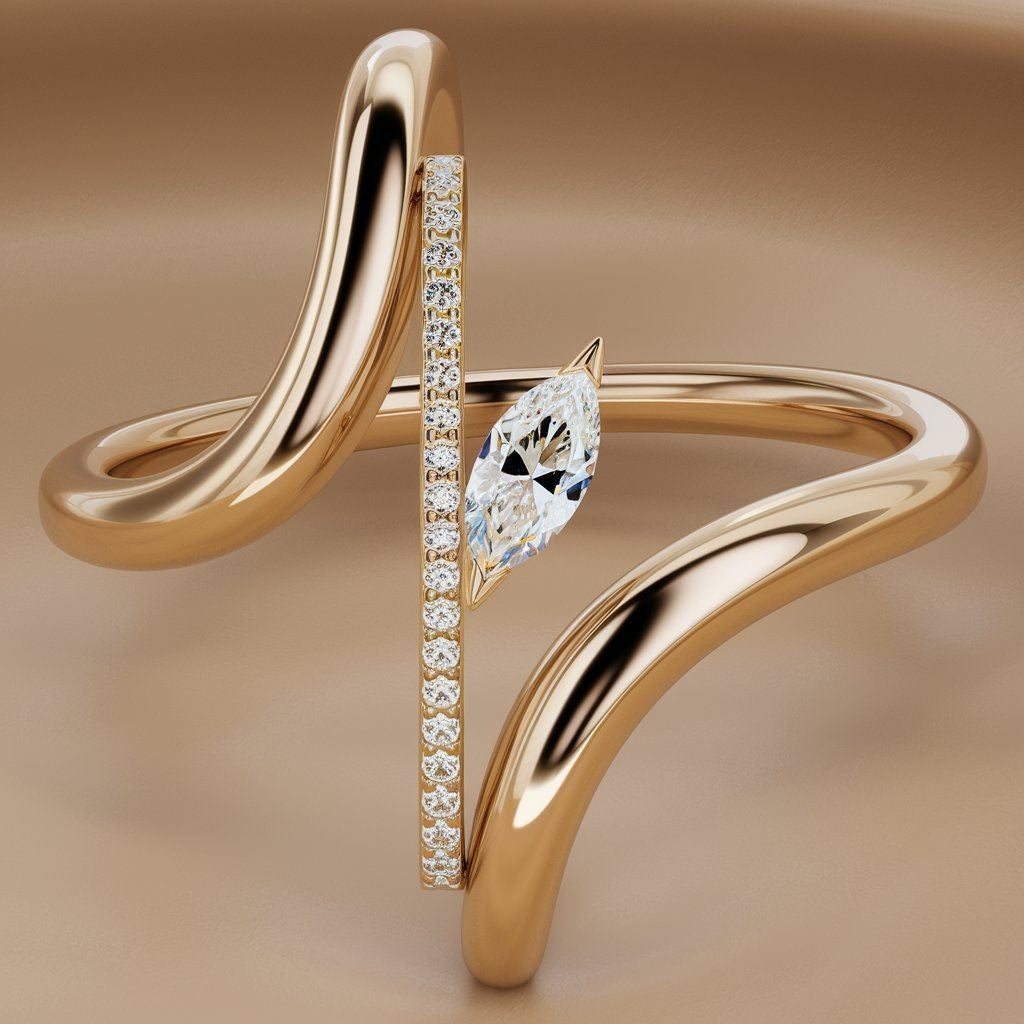 Marquise Zircon Curve Ring