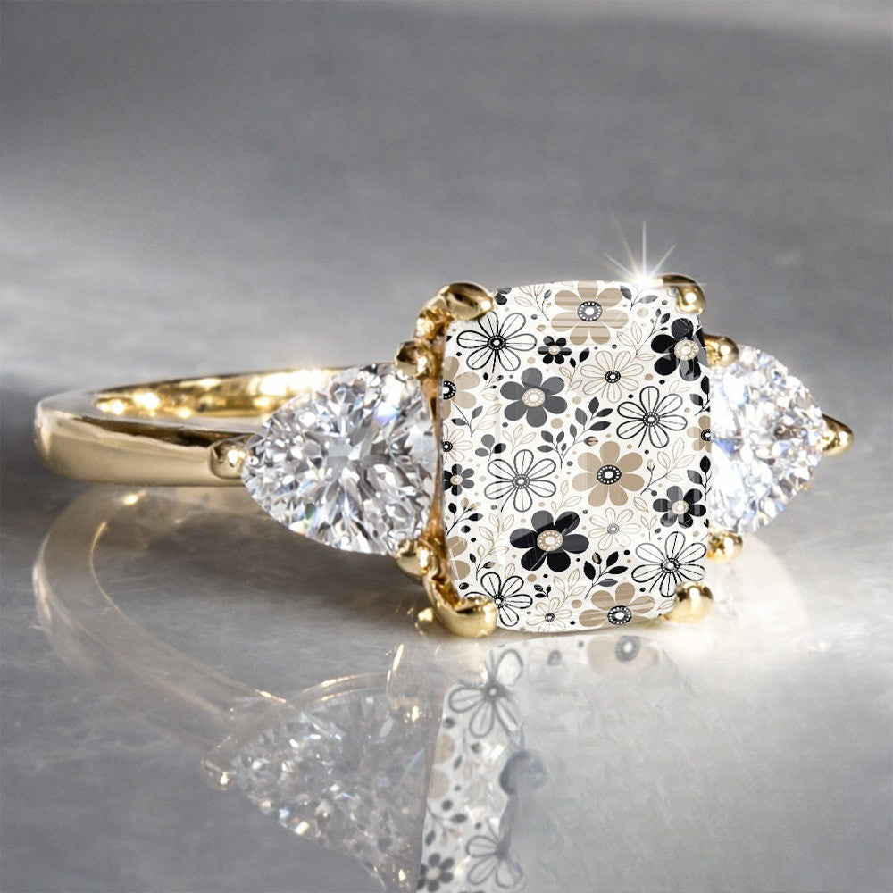 Floral Square Crystal Ring