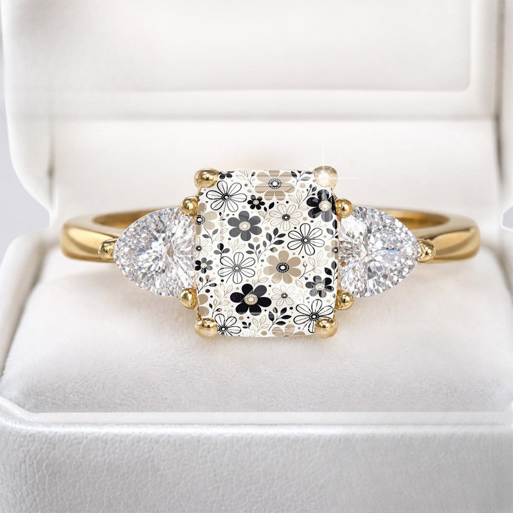 Floral Square Crystal Ring