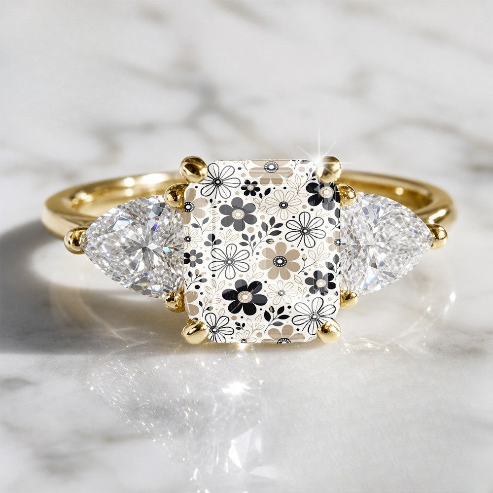 Floral Square Crystal Ring