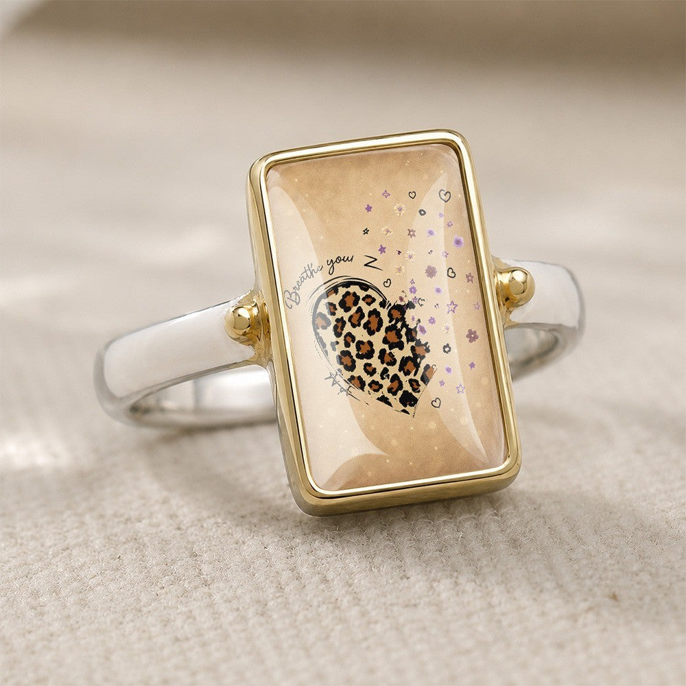 Leopard Heart Floral Square Ring